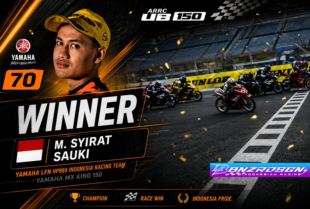 Syirat Sauqi Akhirnya Pecah Telur, Rebut Kemenangan Perdana UB150 ARRC 2026 Motegi